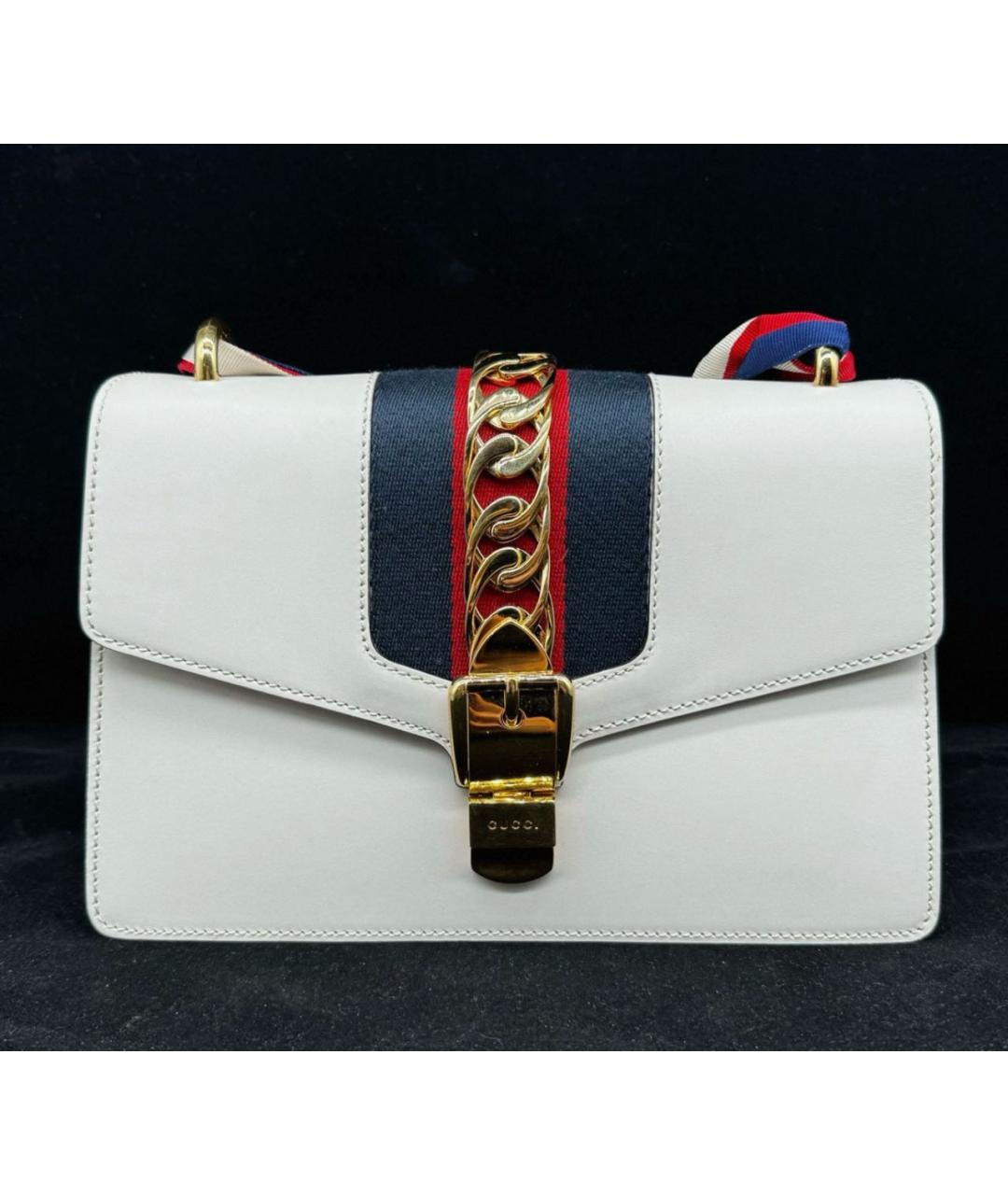 GUCCI Белая кожаная сумка через плечо, фото 9