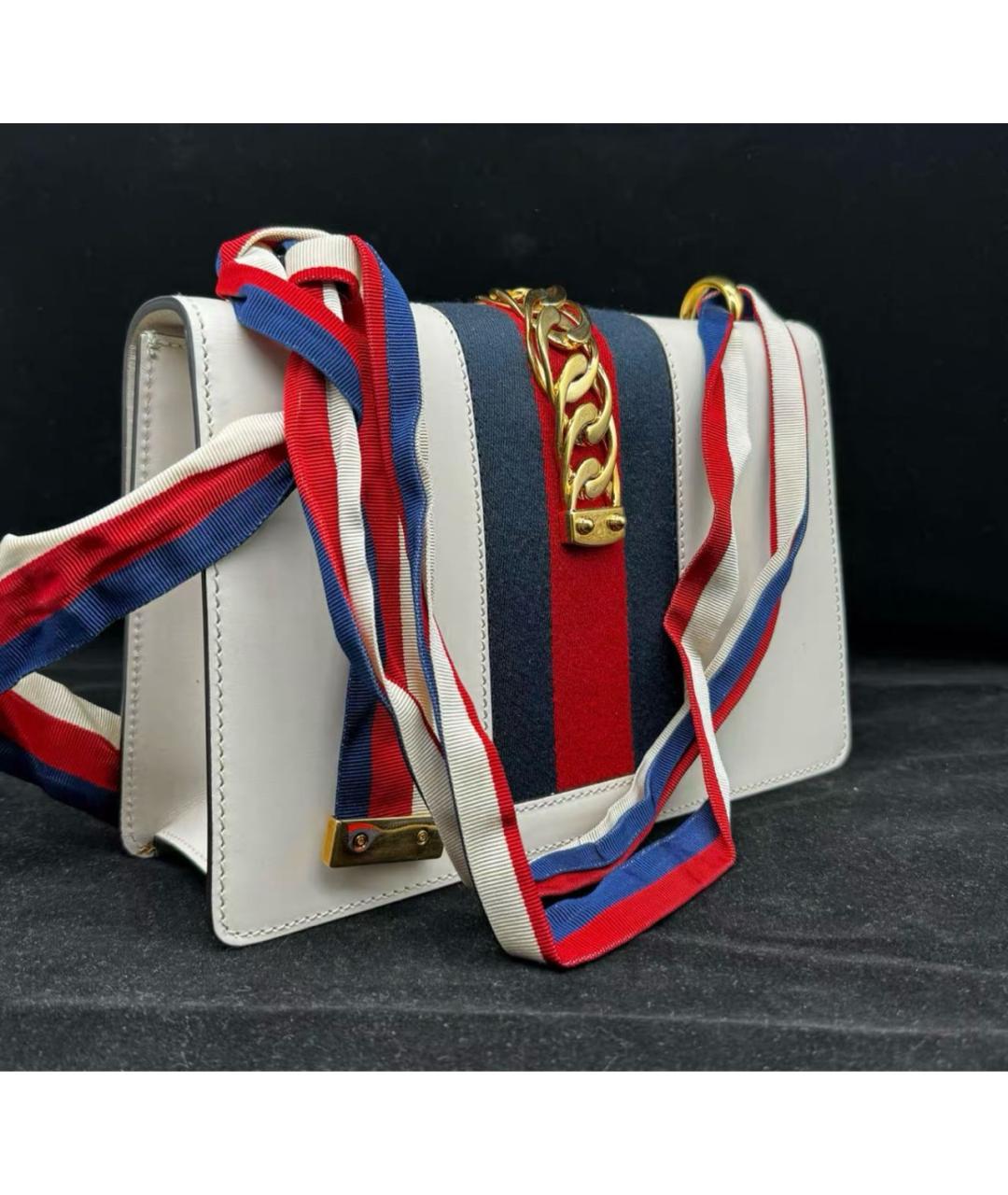 GUCCI Белая кожаная сумка через плечо, фото 6