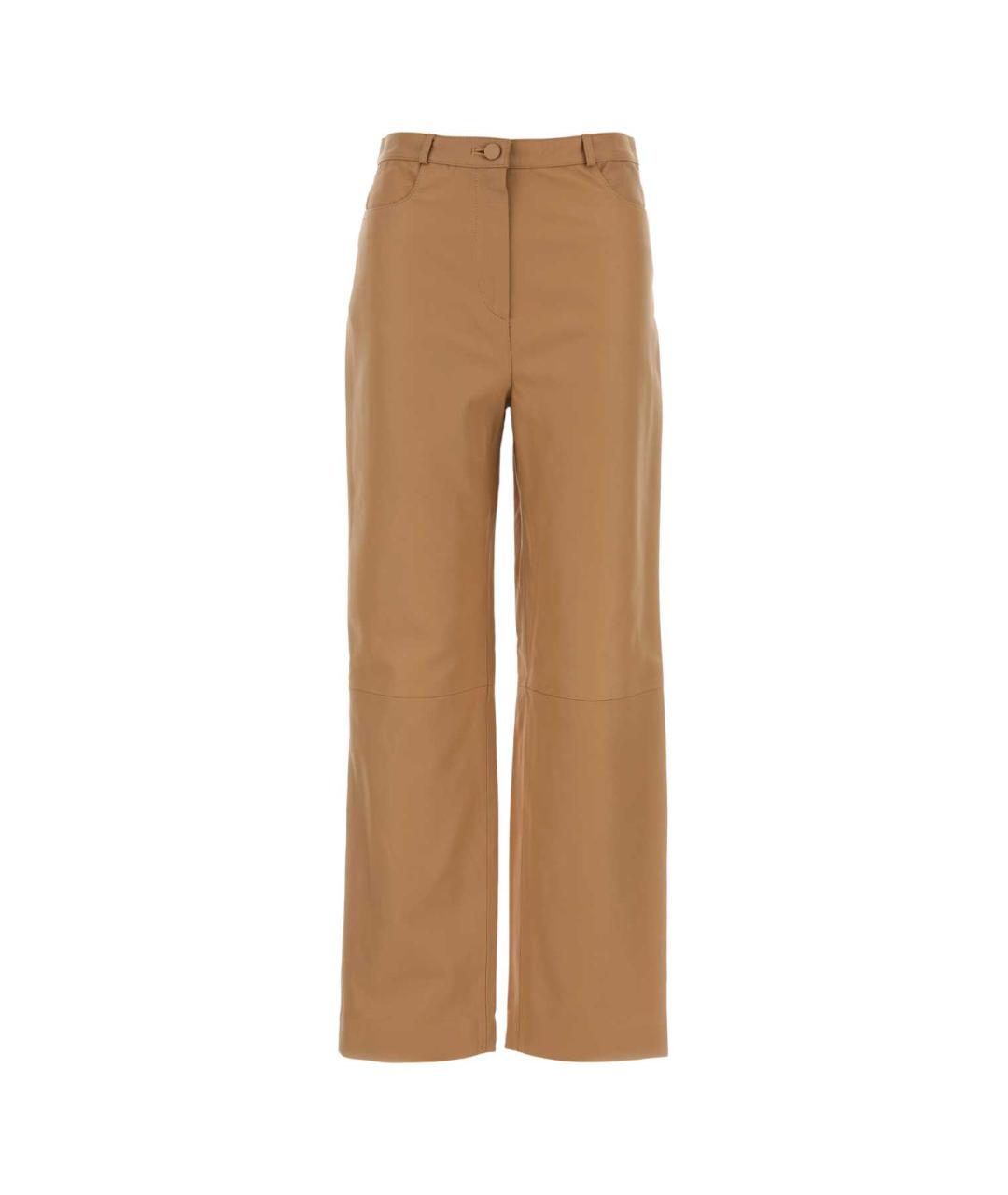 LOULOU STUDIO Бежевые кожаные прямые брюки, фото 1