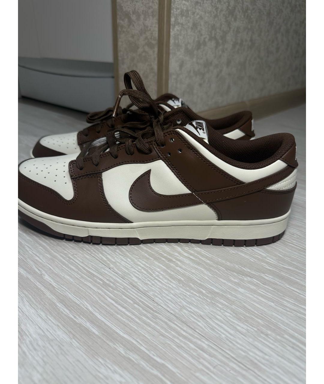 NIKE Коричневые кожаные низкие кроссовки / кеды, фото 5