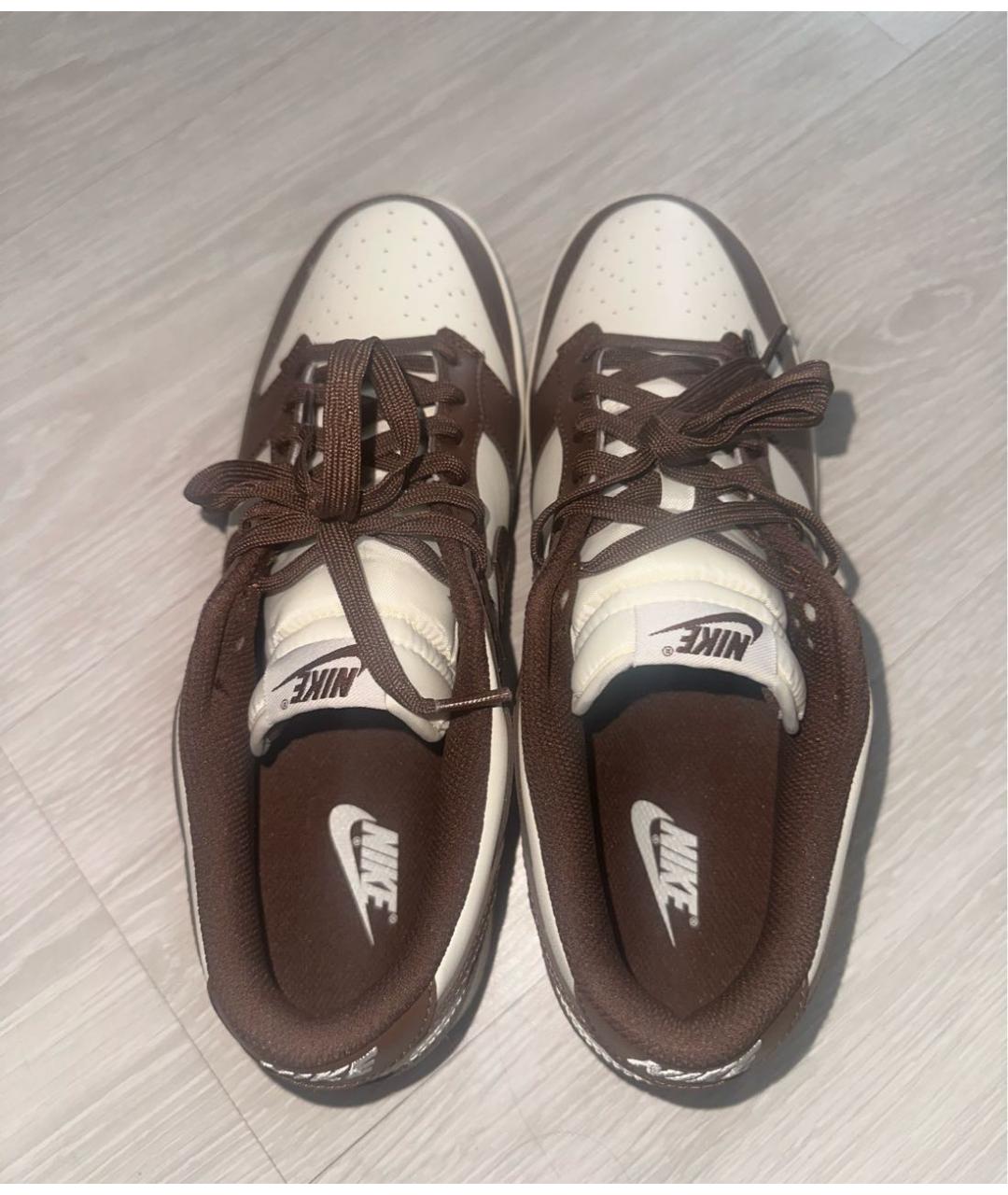 NIKE Коричневые кожаные низкие кроссовки / кеды, фото 3