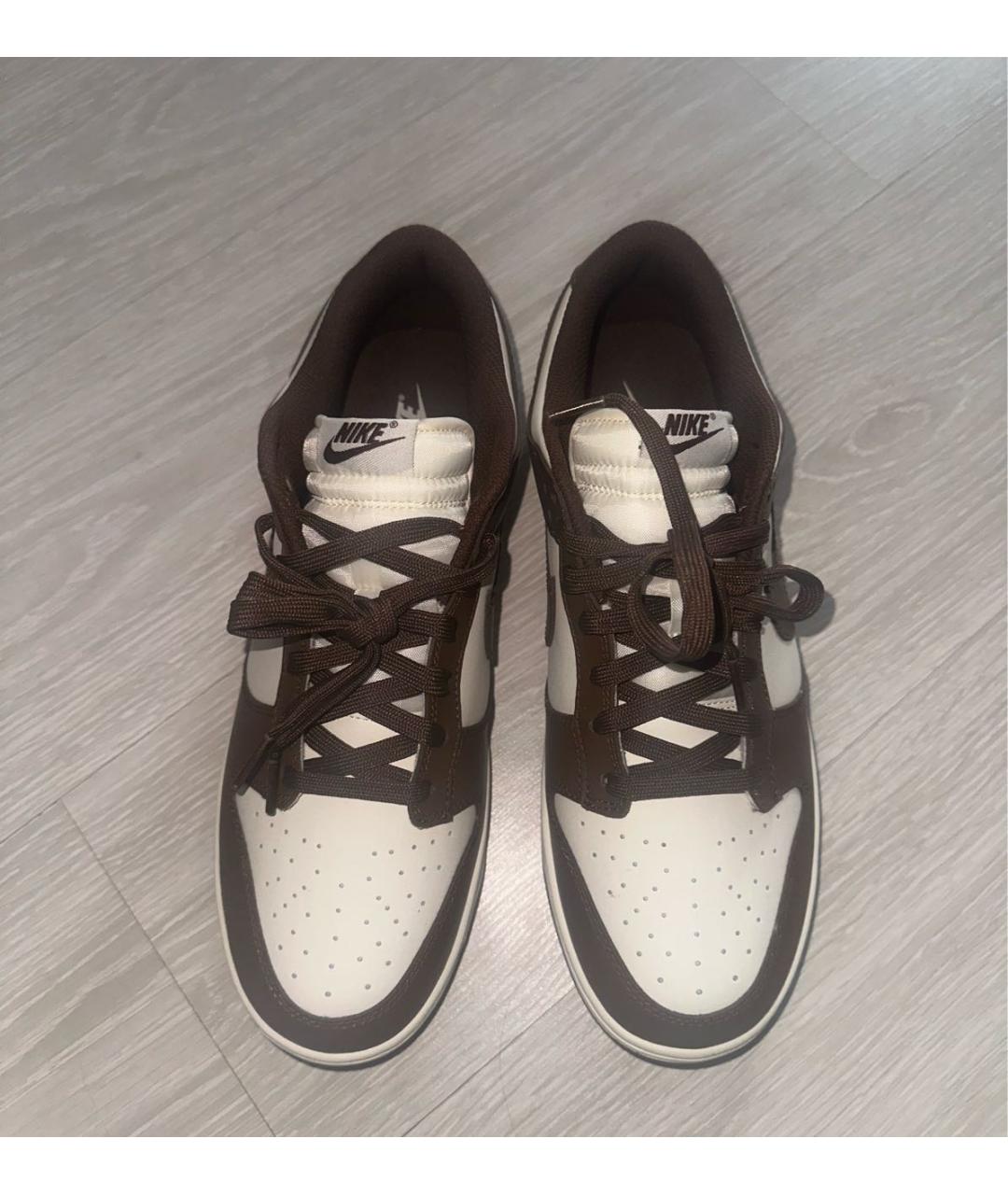 NIKE Коричневые кожаные низкие кроссовки / кеды, фото 2