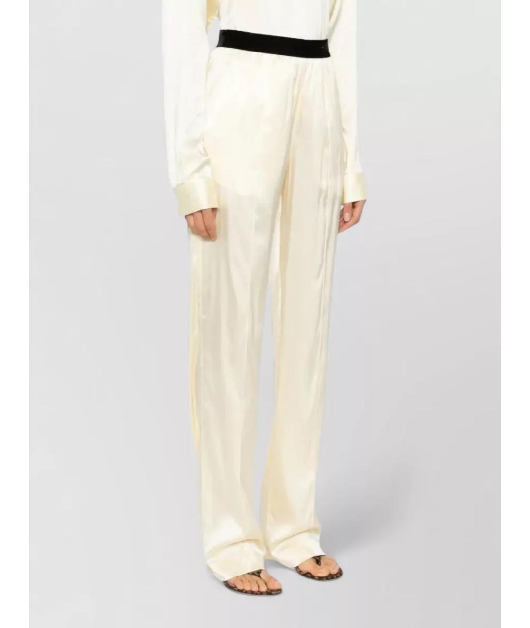 TOM FORD Желтые шелковые прямые брюки, фото 3