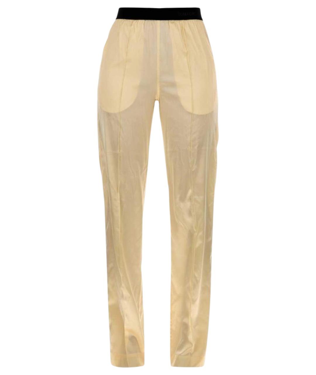 TOM FORD Желтые шелковые прямые брюки, фото 1