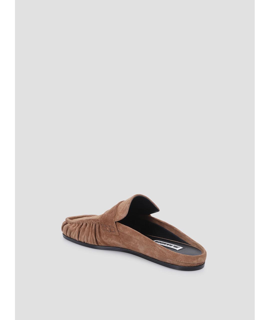 JIL SANDER Коричневые замшевые мюли, фото 2