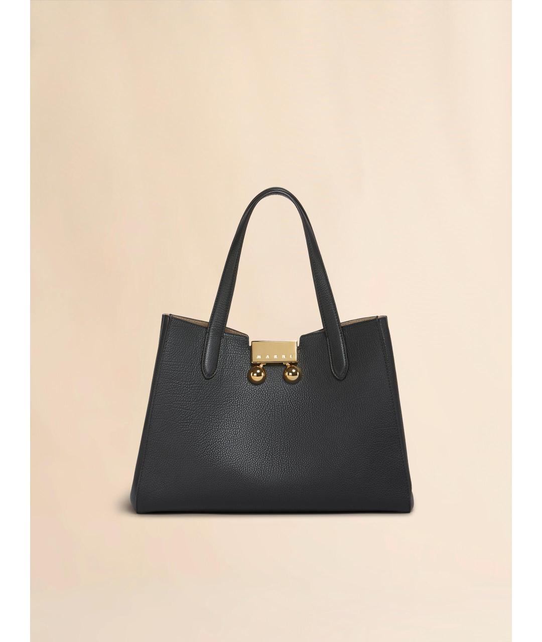 MARNI Черная кожаная сумка тоут, фото 3