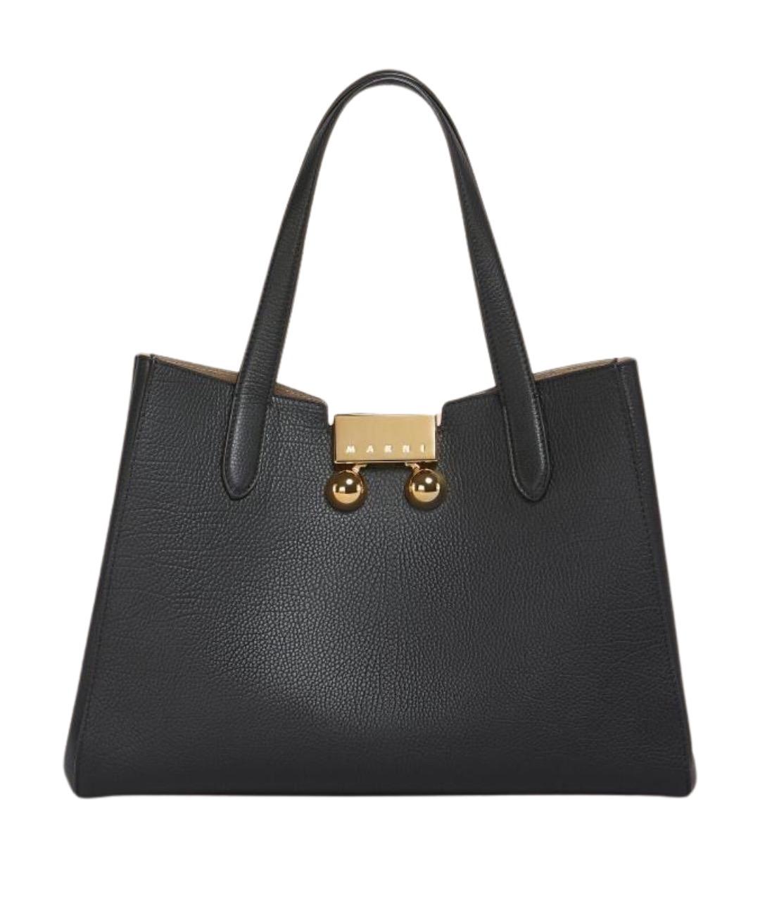 MARNI Черная кожаная сумка тоут, фото 1