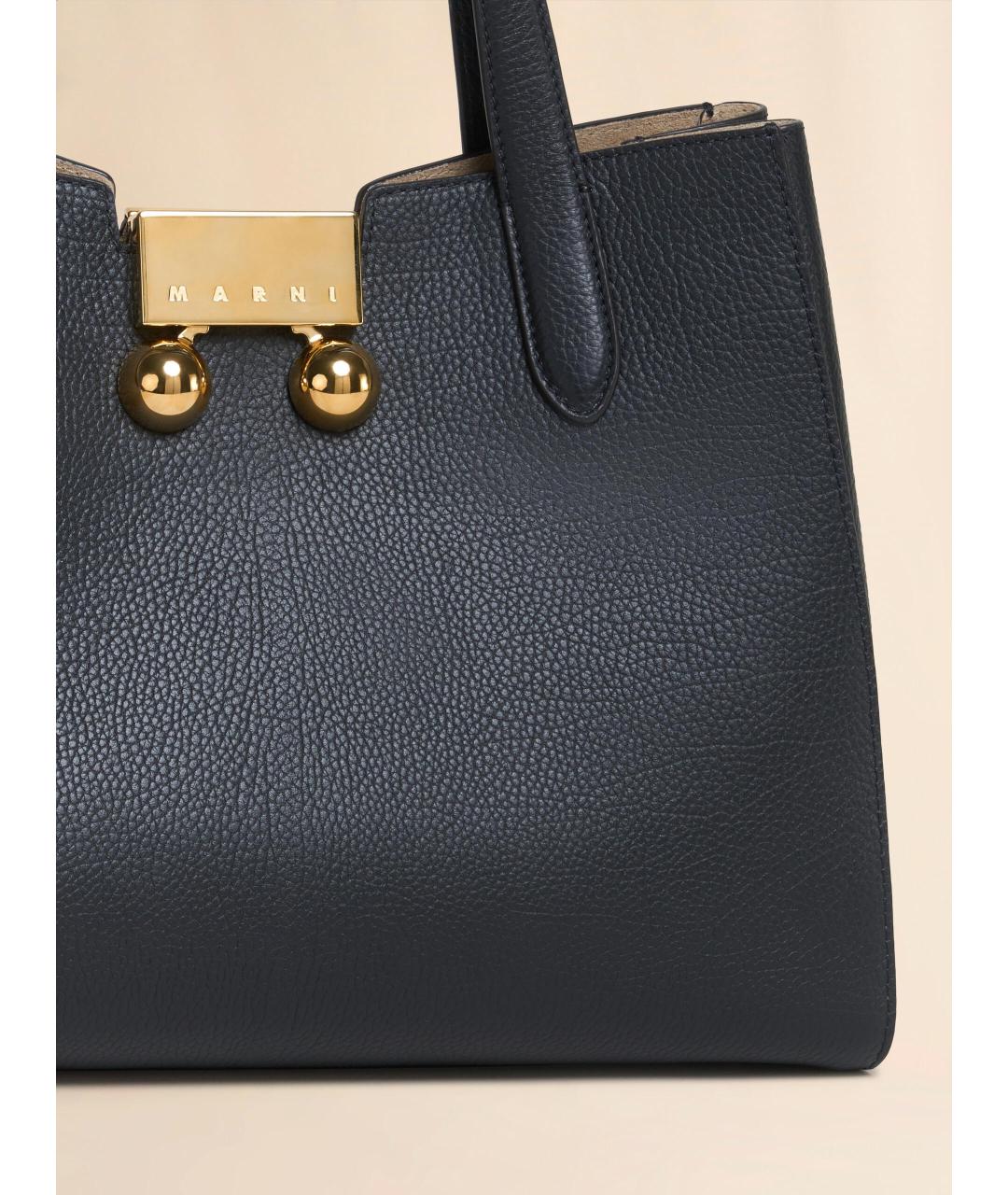 MARNI Черная кожаная сумка тоут, фото 2