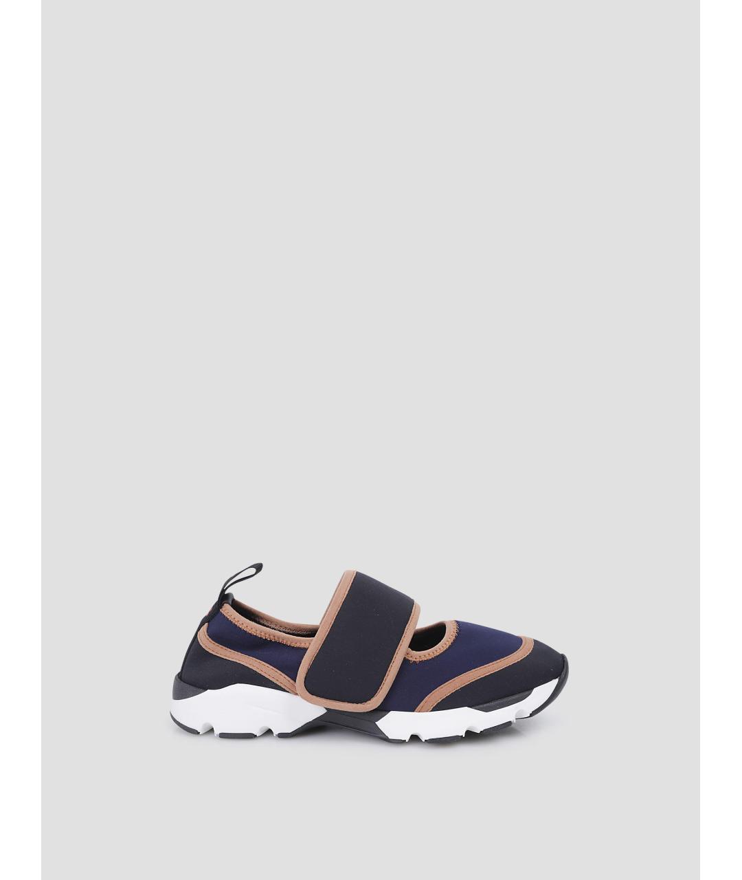 MARNI Синие текстильные кроссовки, фото 4