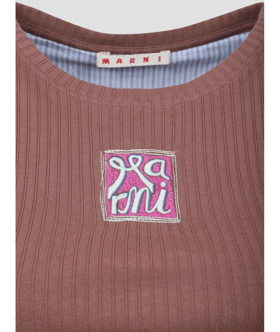 MARNI Коричневое хлопковое повседневное платье, фото 3