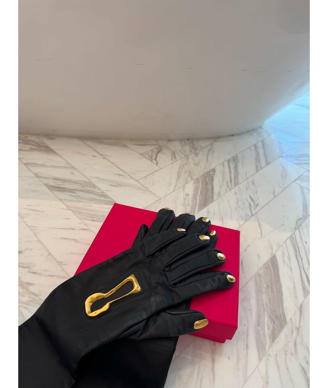 SCHIAPARELLI Черные кожаные перчатки, фото 3