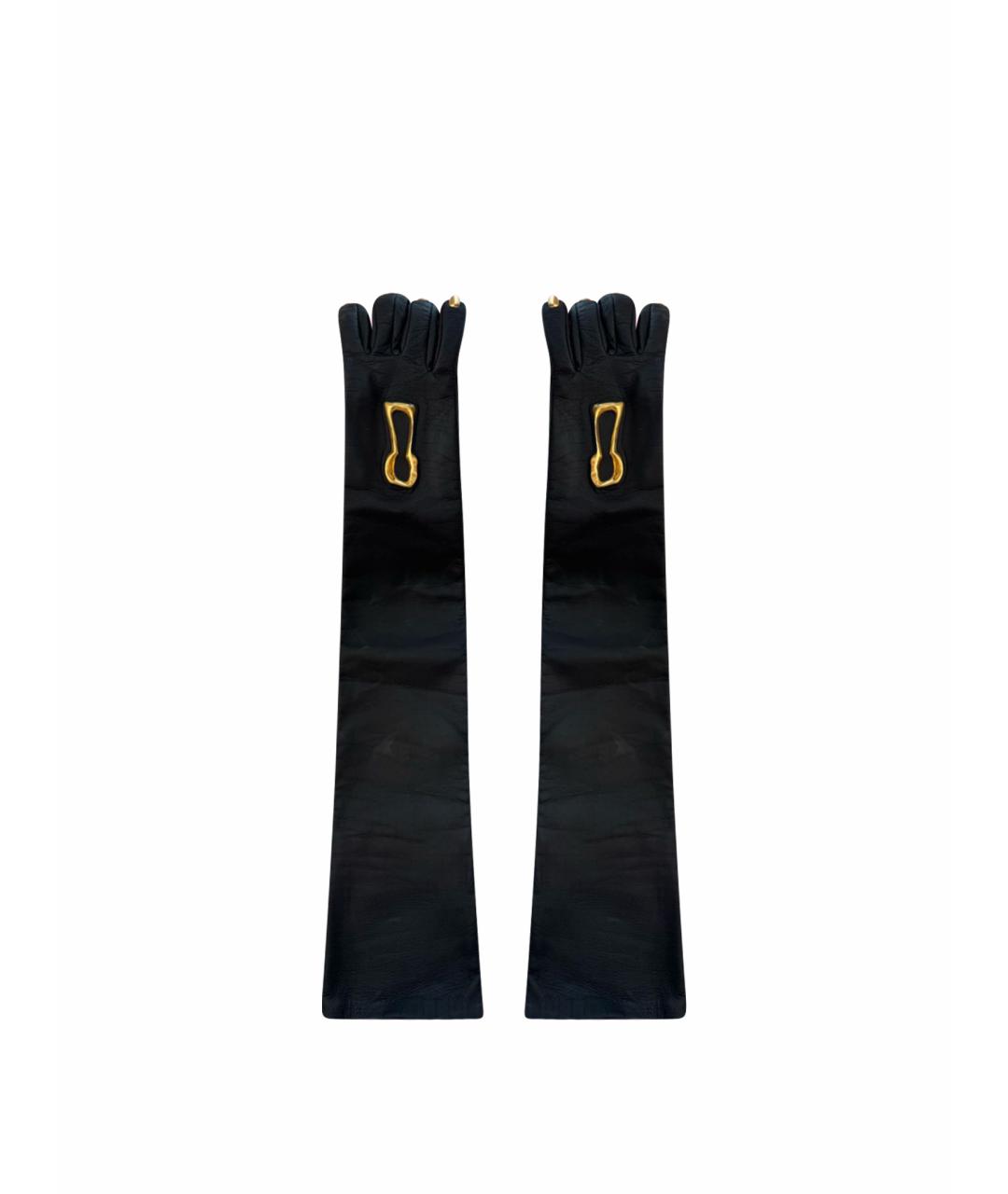 SCHIAPARELLI Черные кожаные перчатки, фото 1