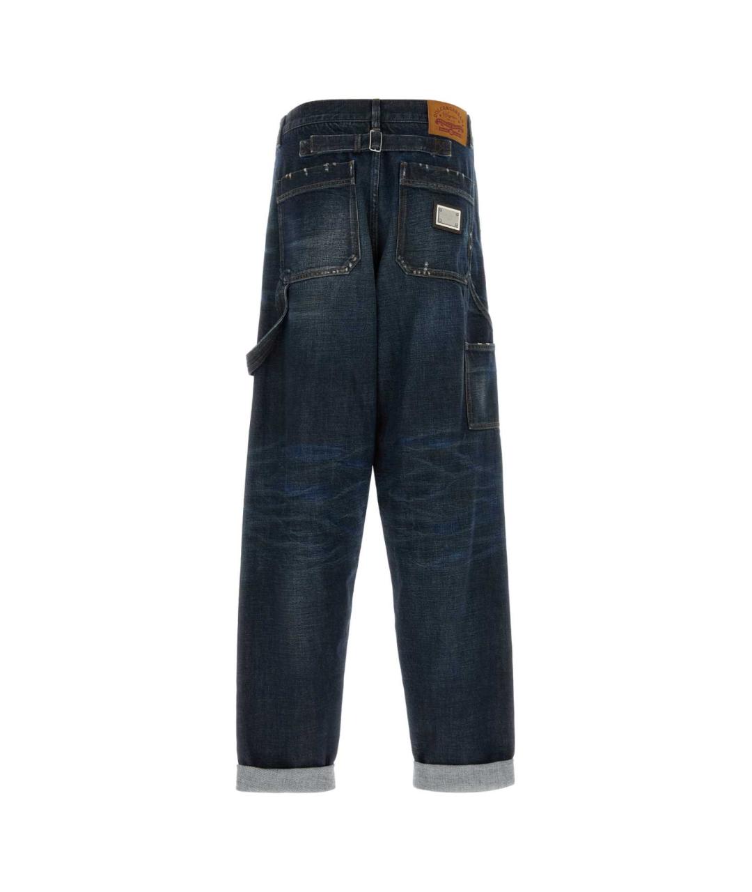 DOLCE&GABBANA Синие хлопковые прямые джинсы, фото 2