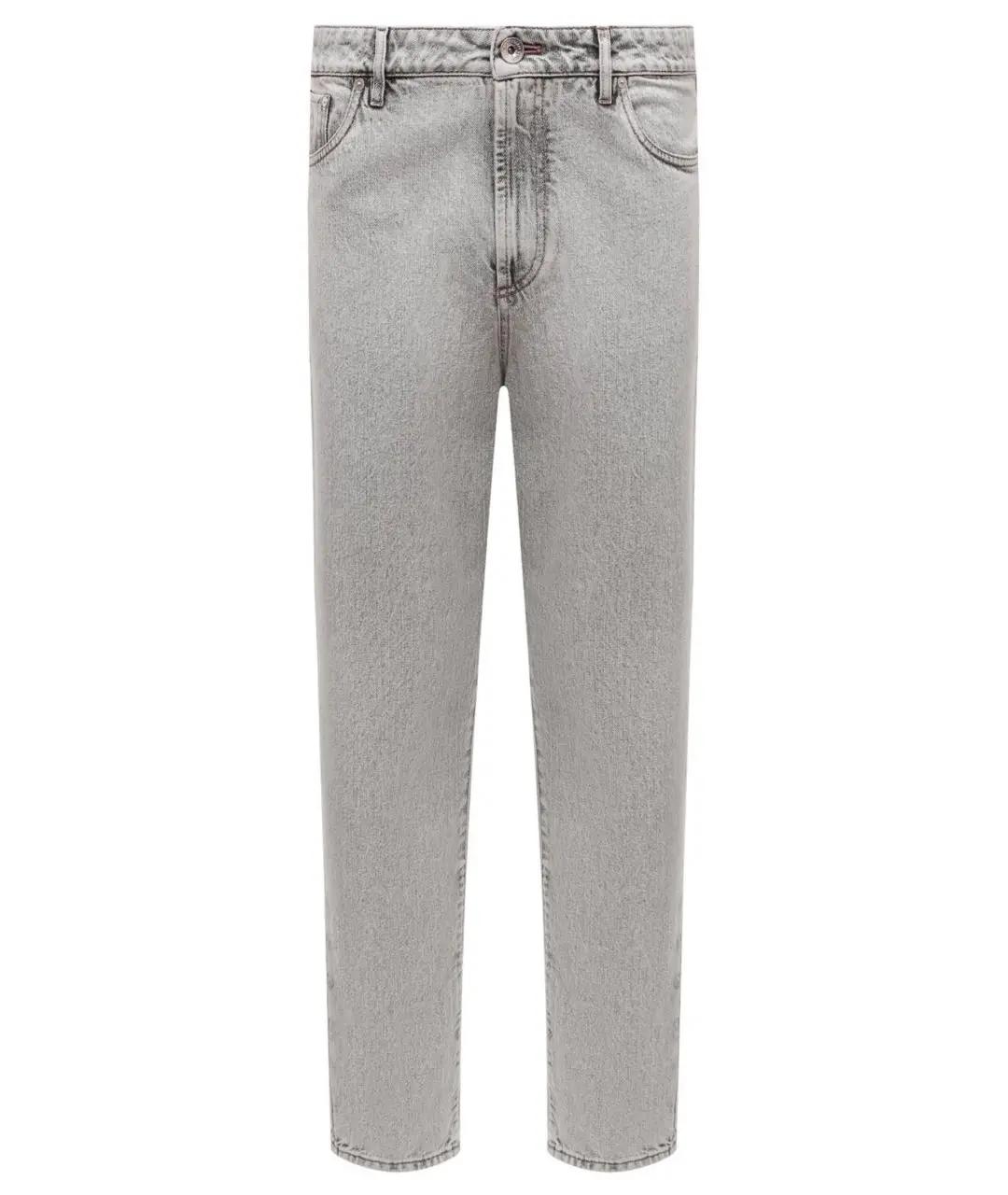 BRUNELLO CUCINELLI Серые хлопковые прямые джинсы, фото 1