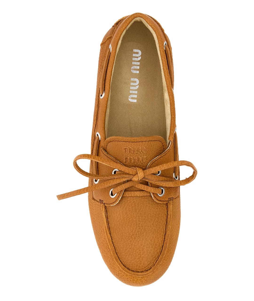 MIU MIU Оранжевое кожаные лоферы, фото 4