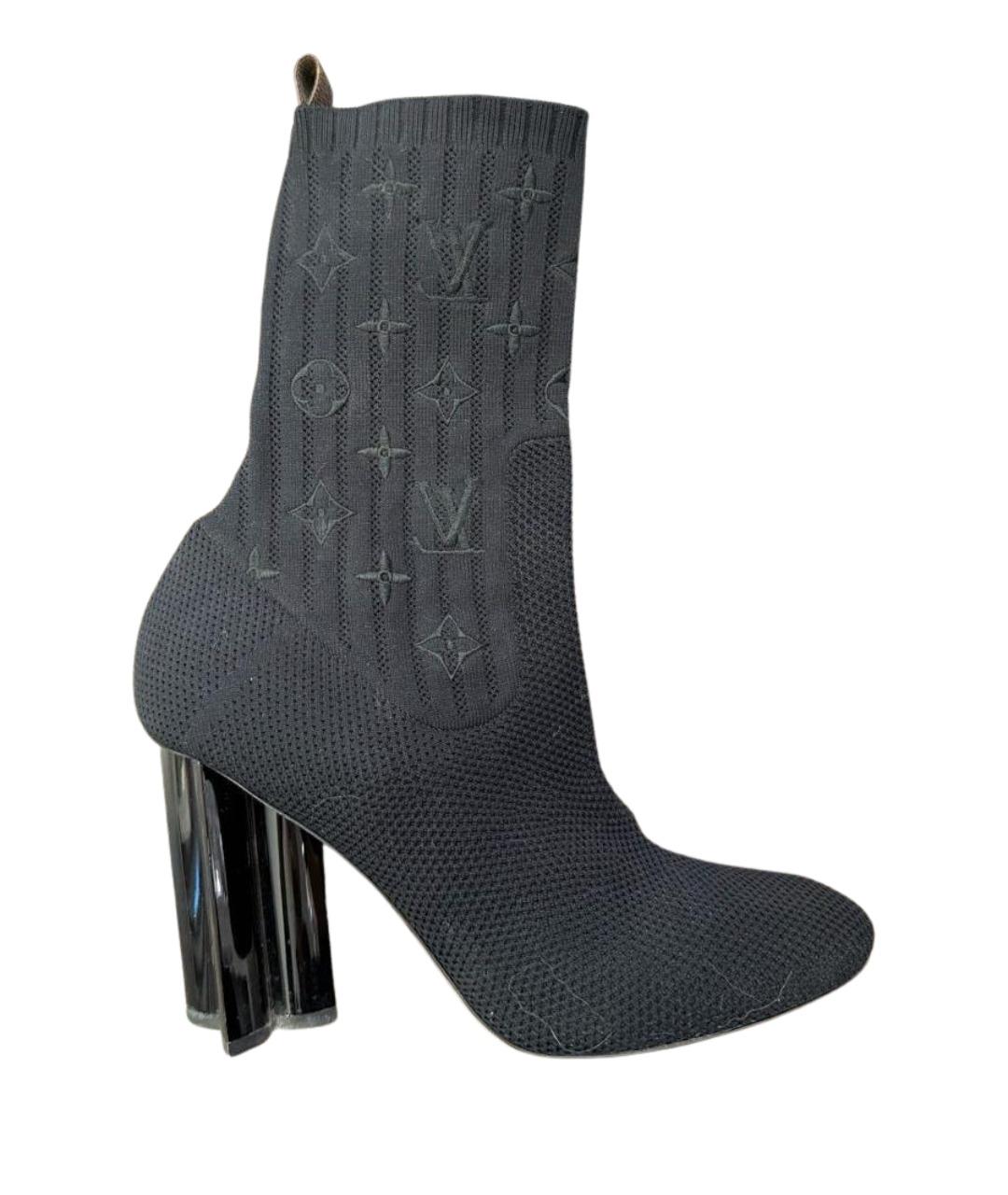 LOUIS VUITTON Черные текстильные ботильоны, фото 1