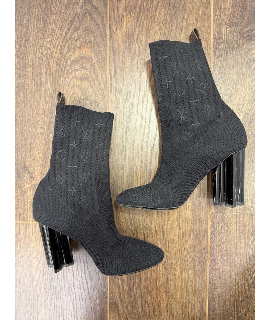 LOUIS VUITTON Черные текстильные ботильоны, фото 3