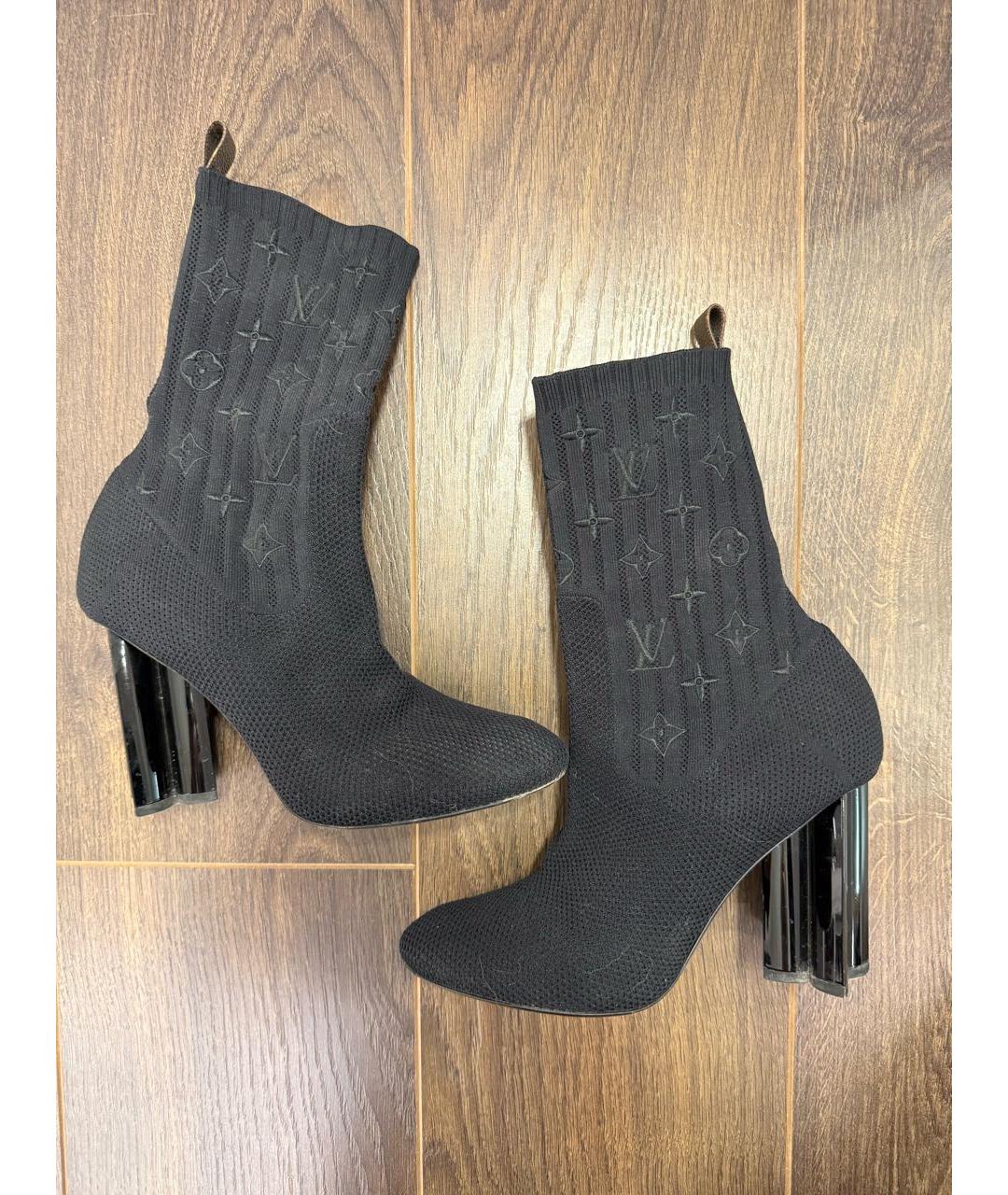 LOUIS VUITTON Черные текстильные ботильоны, фото 2