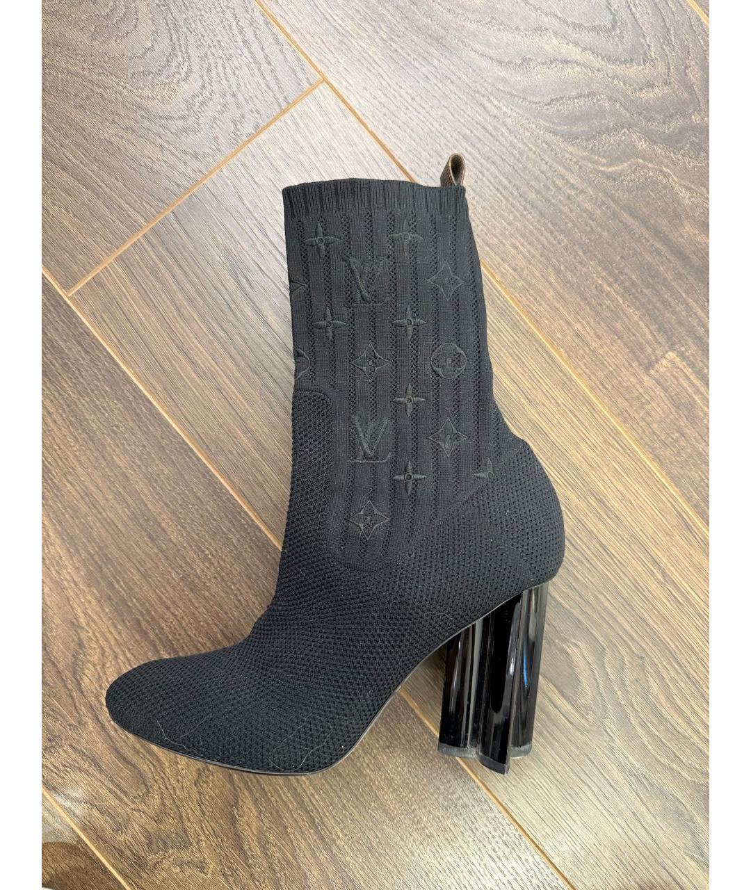 LOUIS VUITTON Черные текстильные ботильоны, фото 6