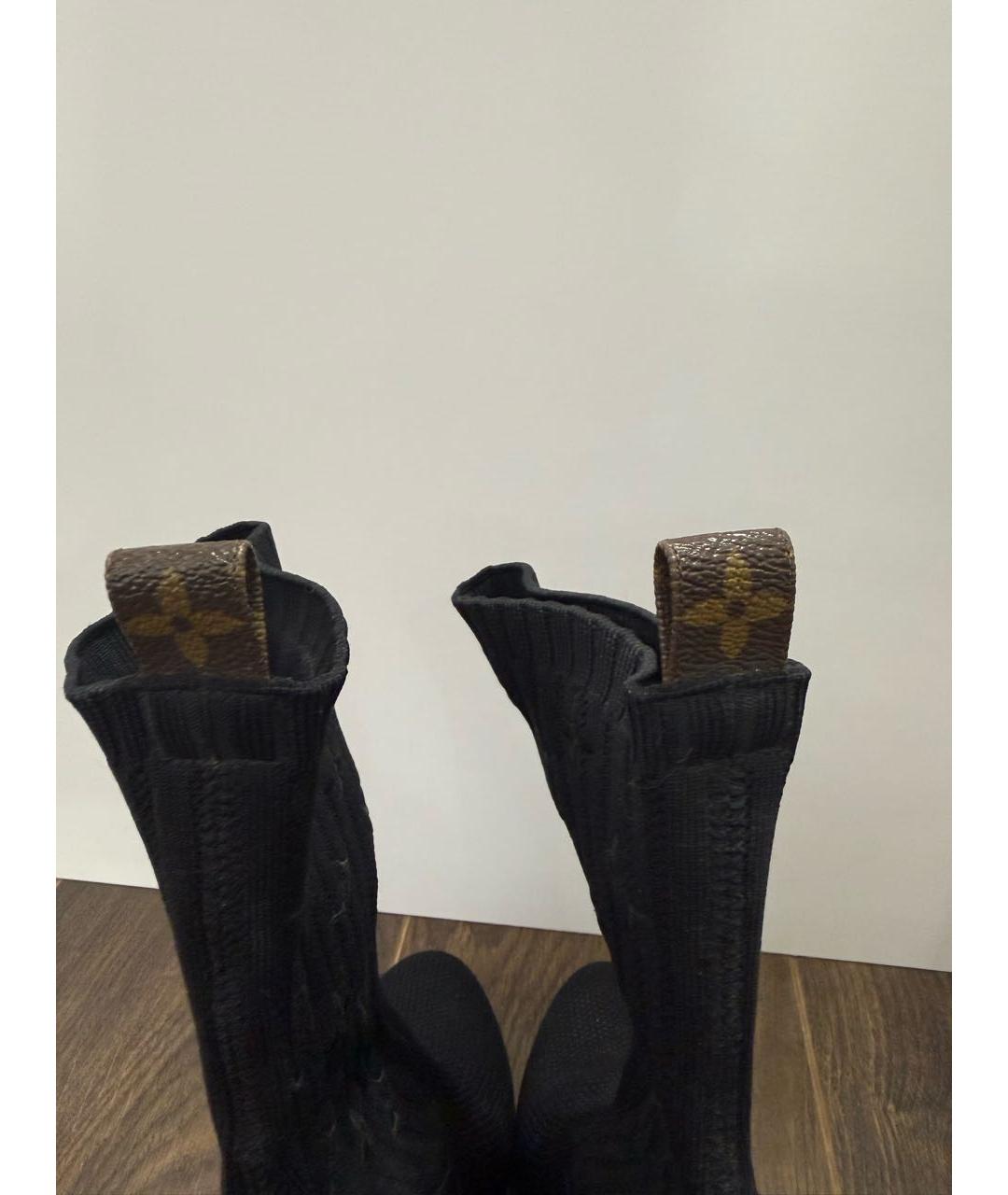 LOUIS VUITTON Черные текстильные ботильоны, фото 4