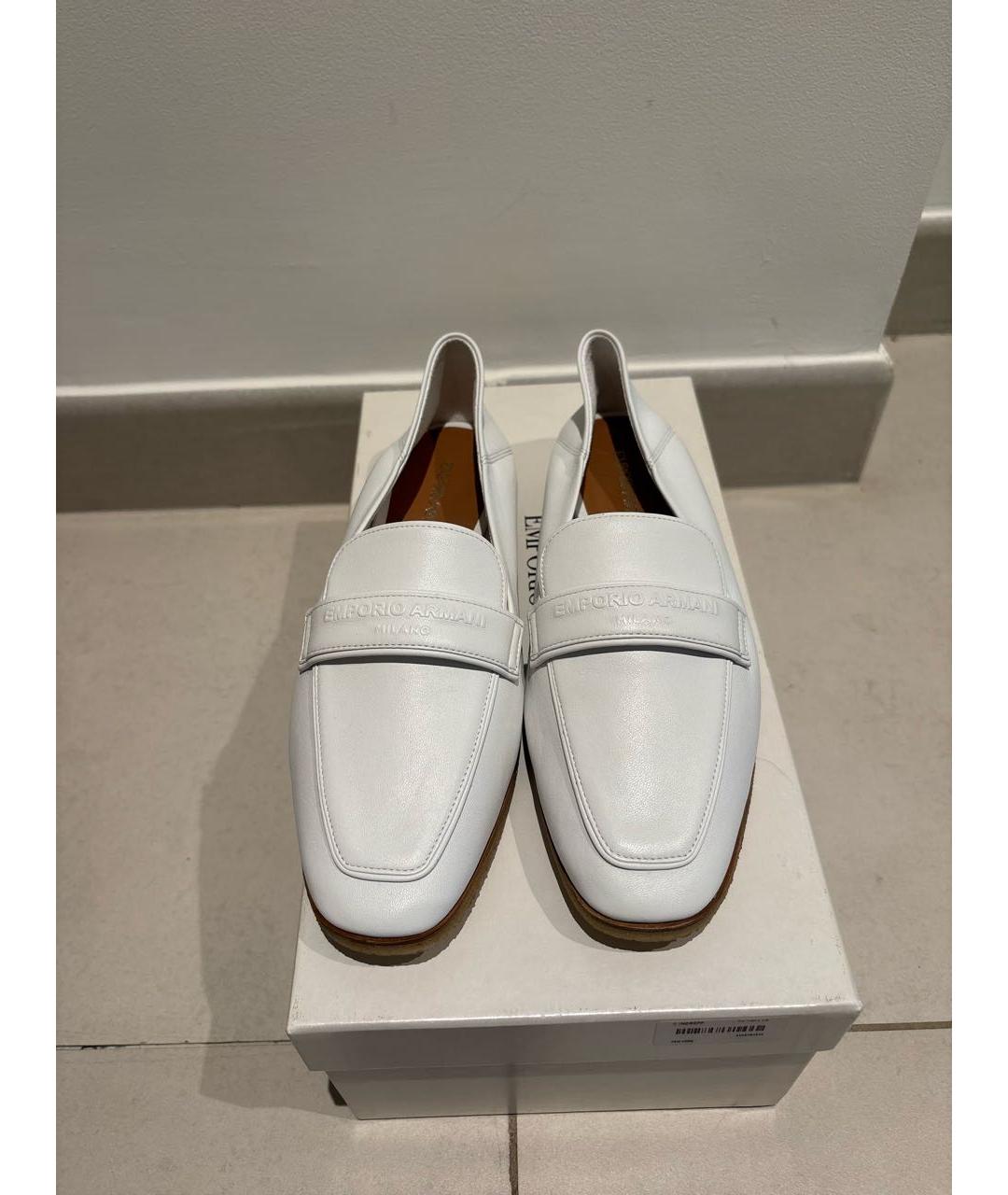 EMPORIO ARMANI Белые кожаные лоферы, фото 2