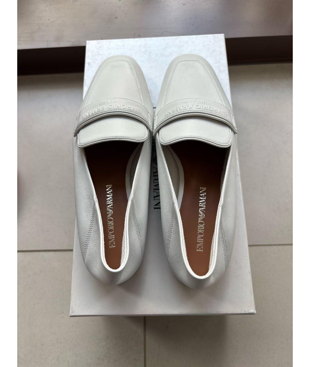 EMPORIO ARMANI Белые кожаные лоферы, фото 3