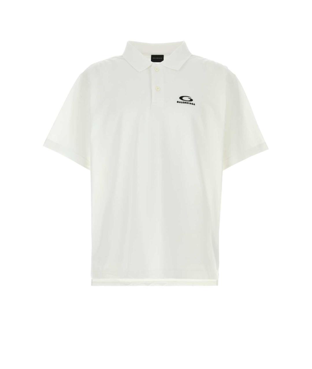 BALENCIAGA Белое хлопковое поло с коротким рукавом, фото 1