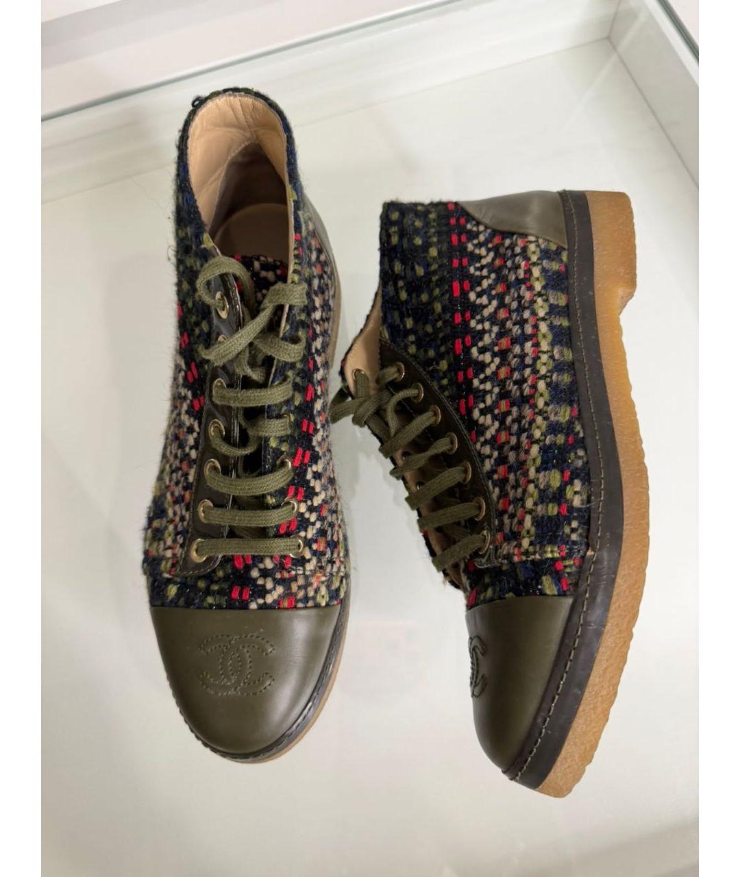 CHANEL Зеленые текстильные ботинки, фото 4