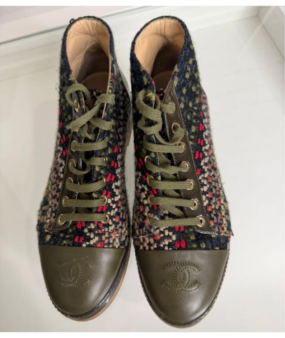 CHANEL Зеленые текстильные ботинки, фото 2