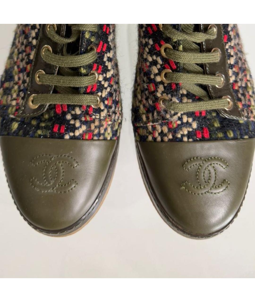 CHANEL Зеленые текстильные ботинки, фото 3