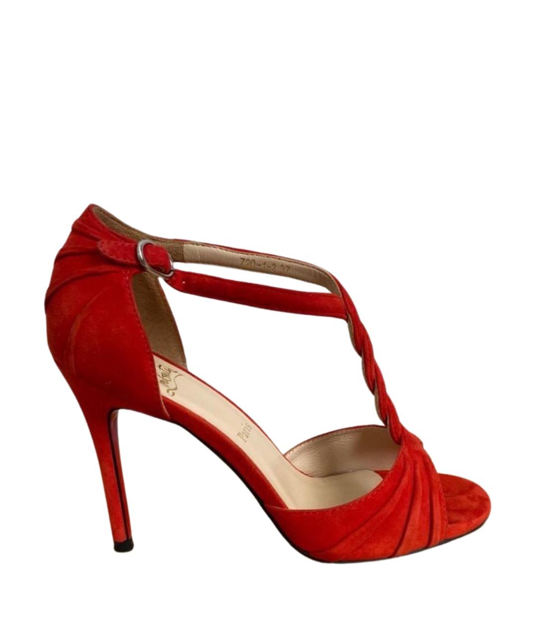 CHRISTIAN LOUBOUTIN Красные замшевые босоножки, фото 1