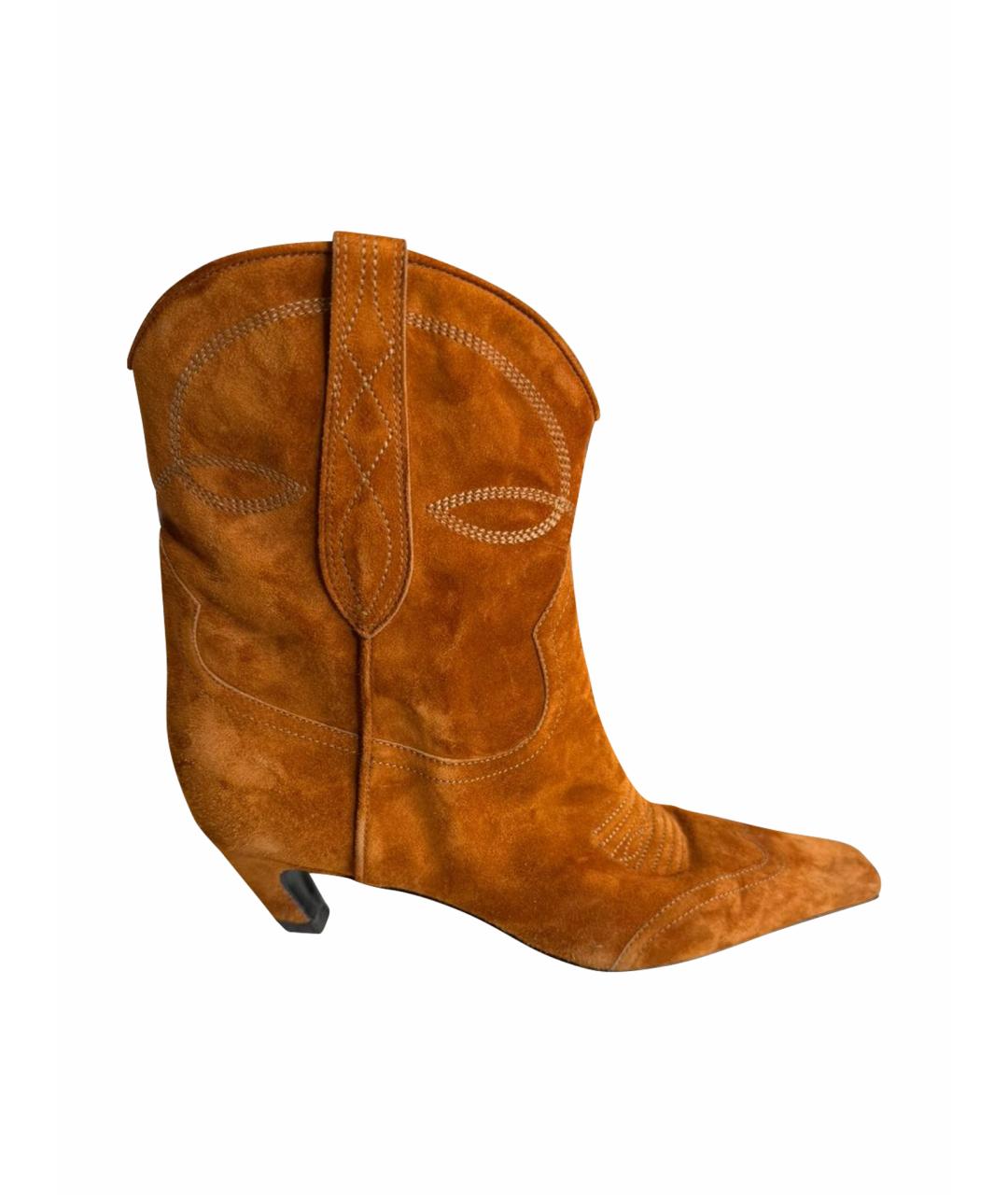 KHAITE Коричневые замшевые полусапоги, фото 1