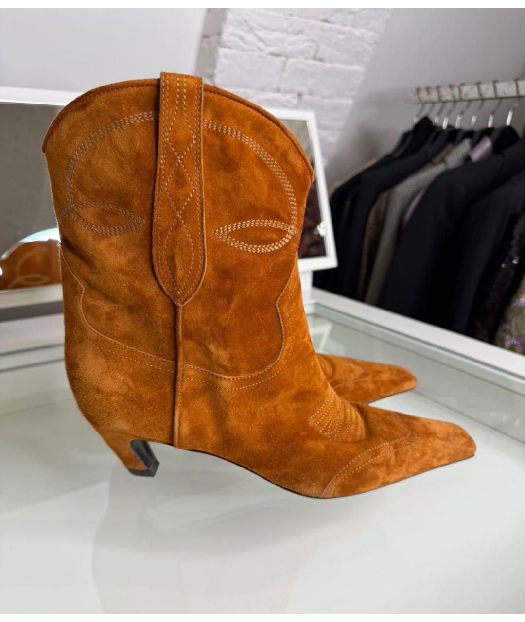 KHAITE Коричневые замшевые полусапоги, фото 5