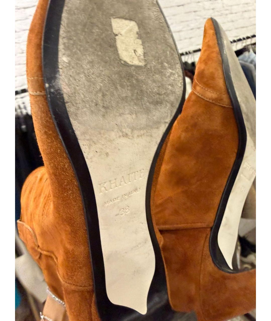 KHAITE Коричневые замшевые полусапоги, фото 4
