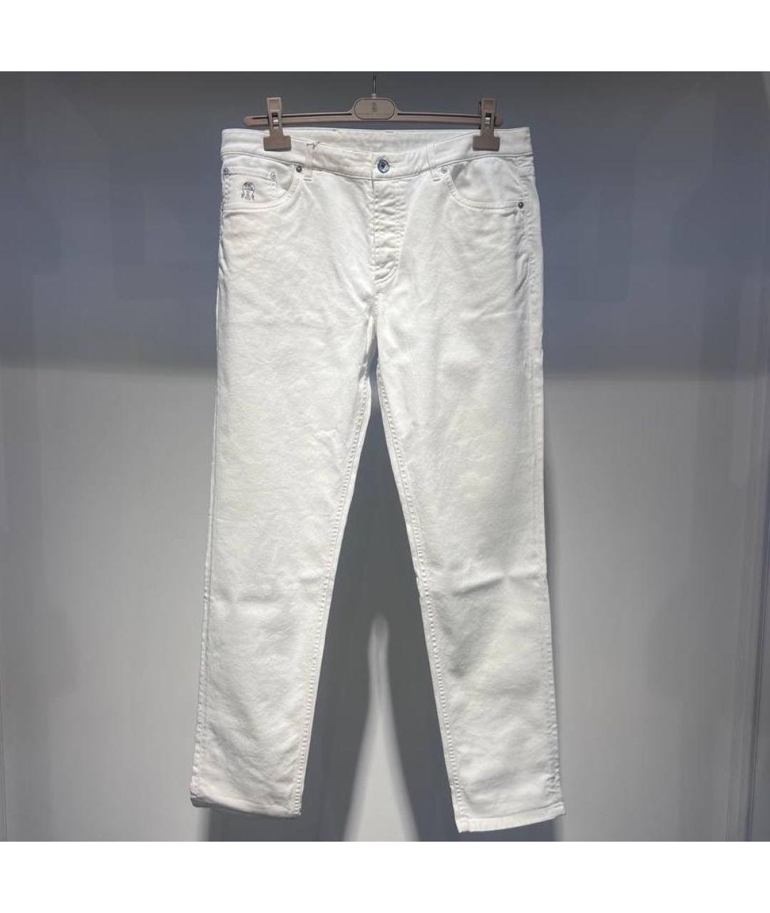BRUNELLO CUCINELLI Белые хлопко-эластановые джинсы, фото 4