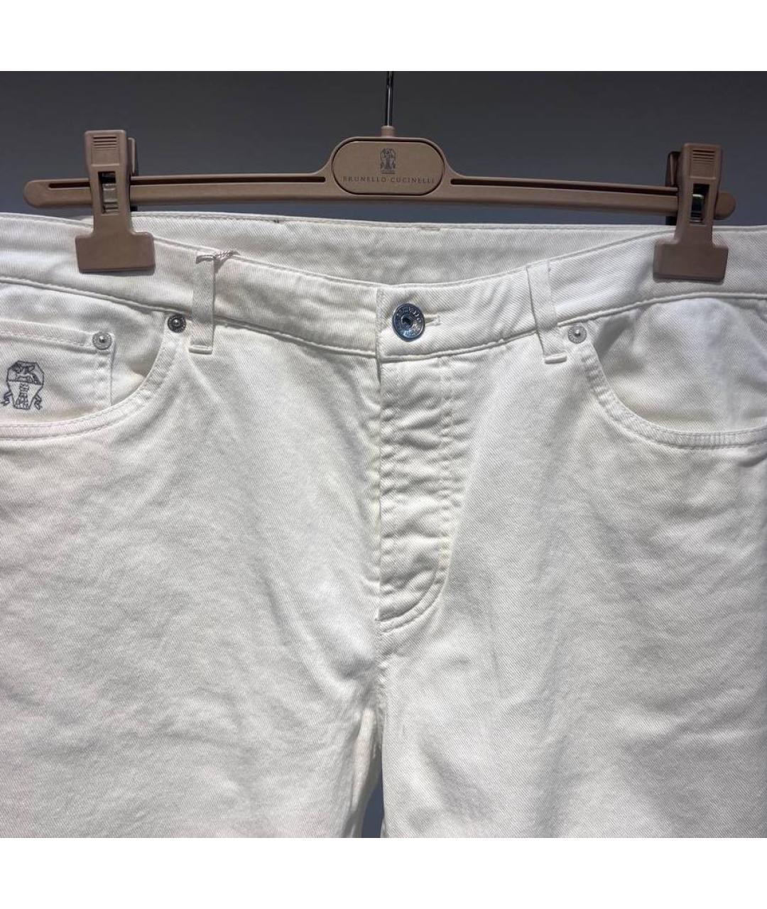 BRUNELLO CUCINELLI Белые хлопко-эластановые джинсы, фото 3