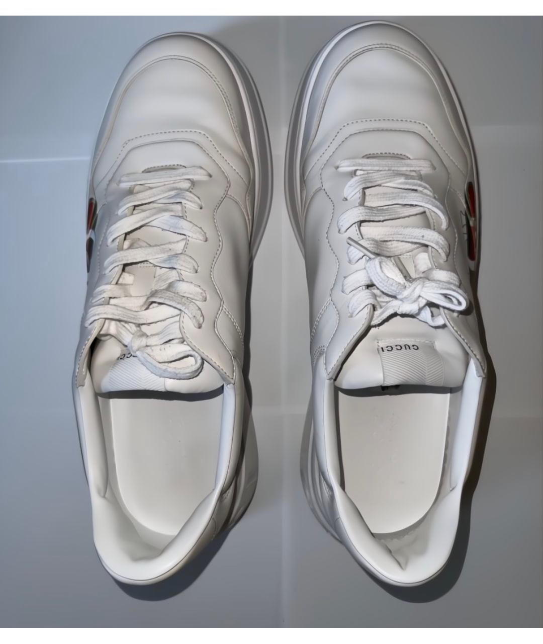 GUCCI Белые кожаные низкие кроссовки / кеды, фото 3