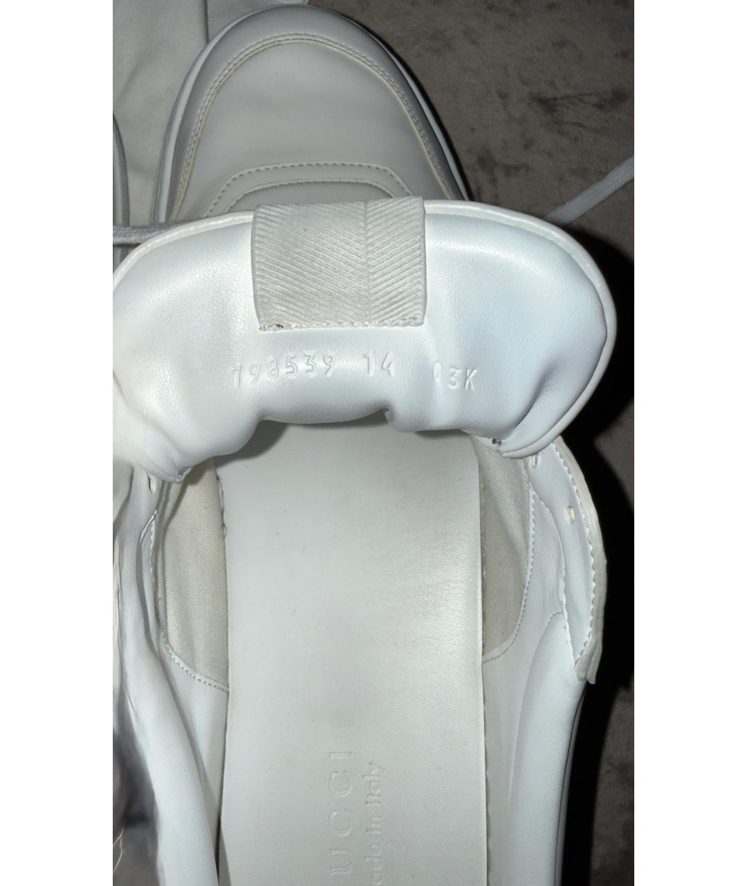 GUCCI Белые кожаные низкие кроссовки / кеды, фото 7