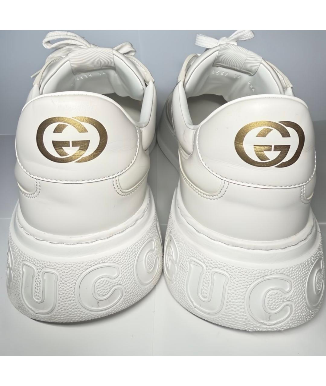 GUCCI Белые кожаные низкие кроссовки / кеды, фото 5