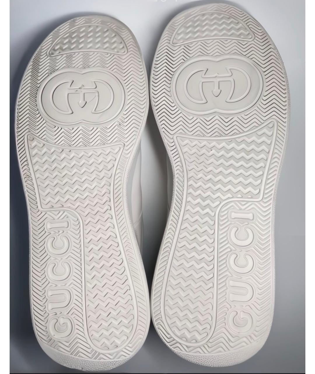 GUCCI Белые кожаные низкие кроссовки / кеды, фото 4