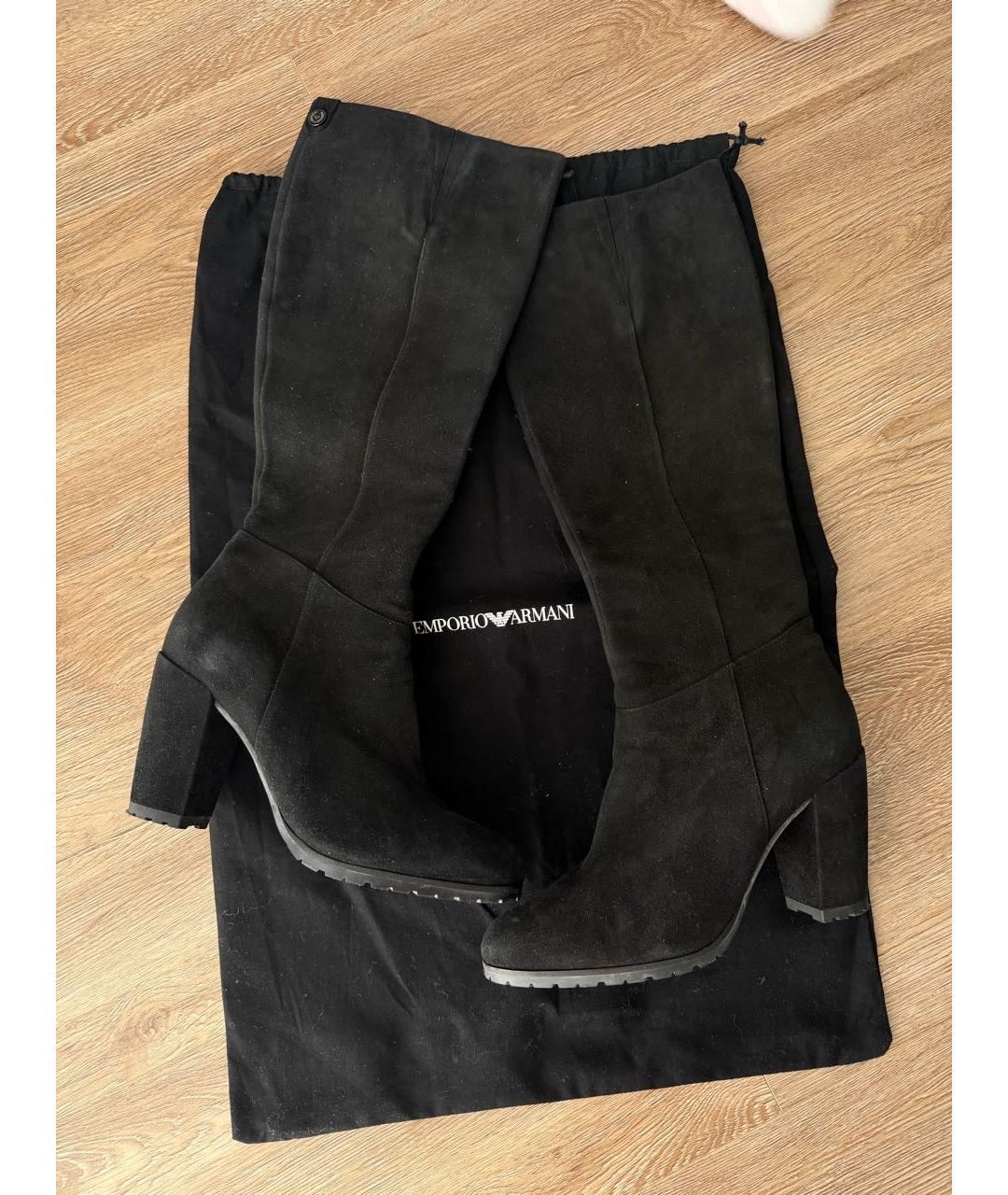 EMPORIO ARMANI Черные замшевые сапоги, фото 2