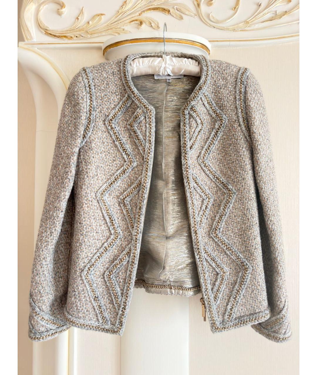 CHANEL Голубой твидовый жакет/пиджак, фото 6