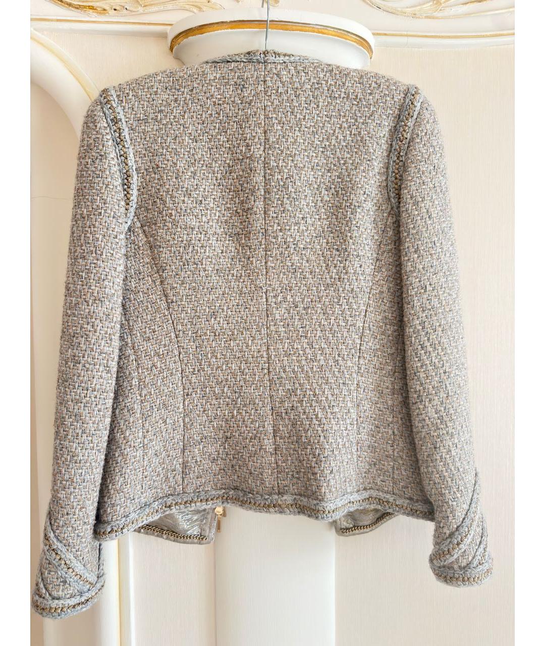 CHANEL Голубой твидовый жакет/пиджак, фото 7
