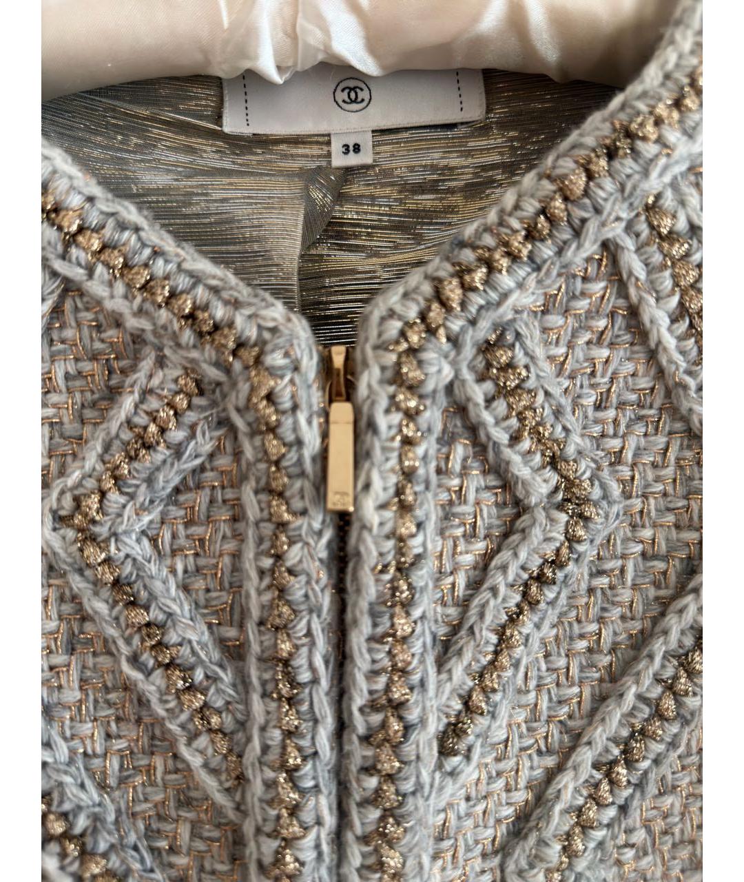 CHANEL Голубой твидовый жакет/пиджак, фото 3
