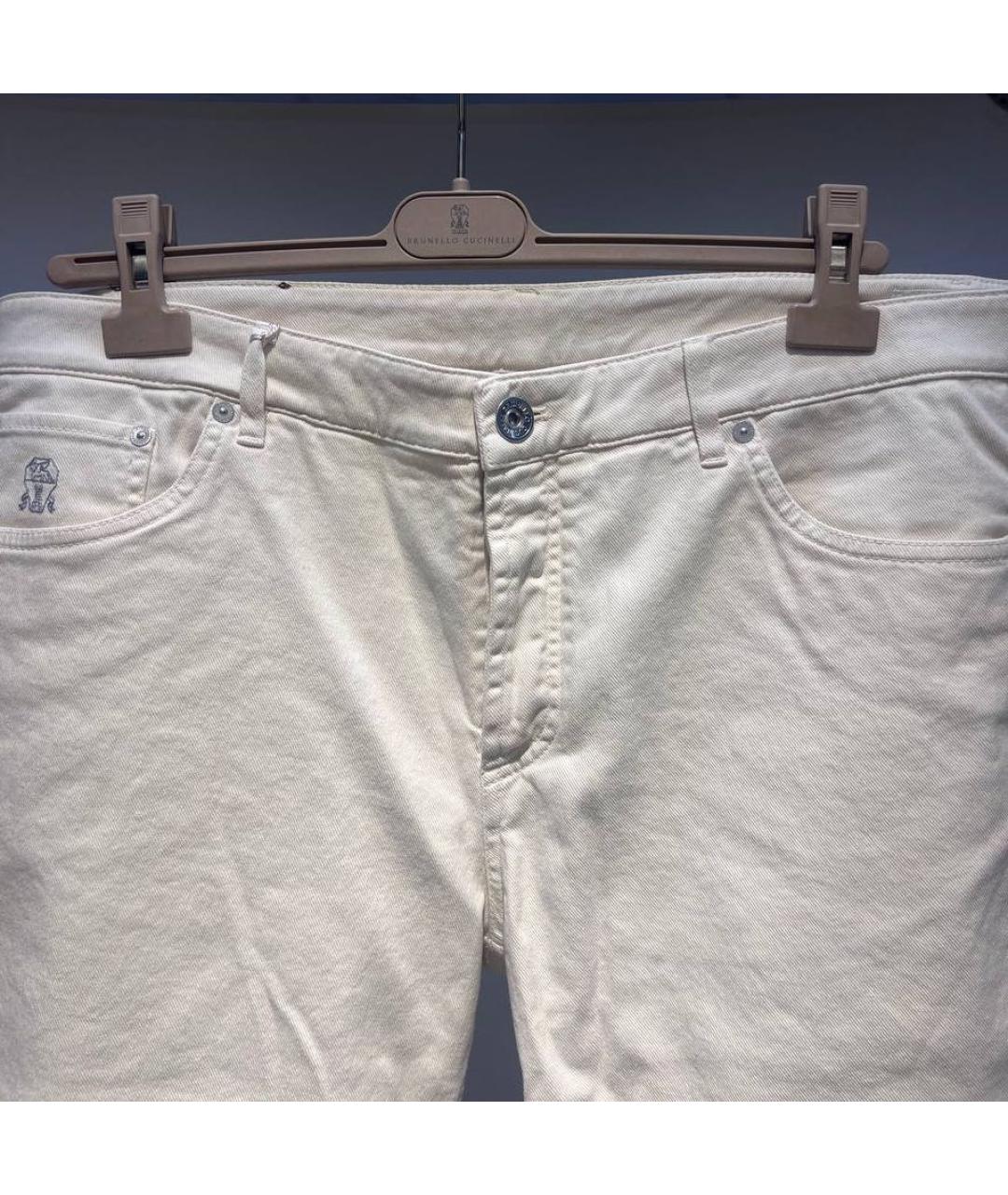 BRUNELLO CUCINELLI Бежевые хлопко-эластановые джинсы, фото 3