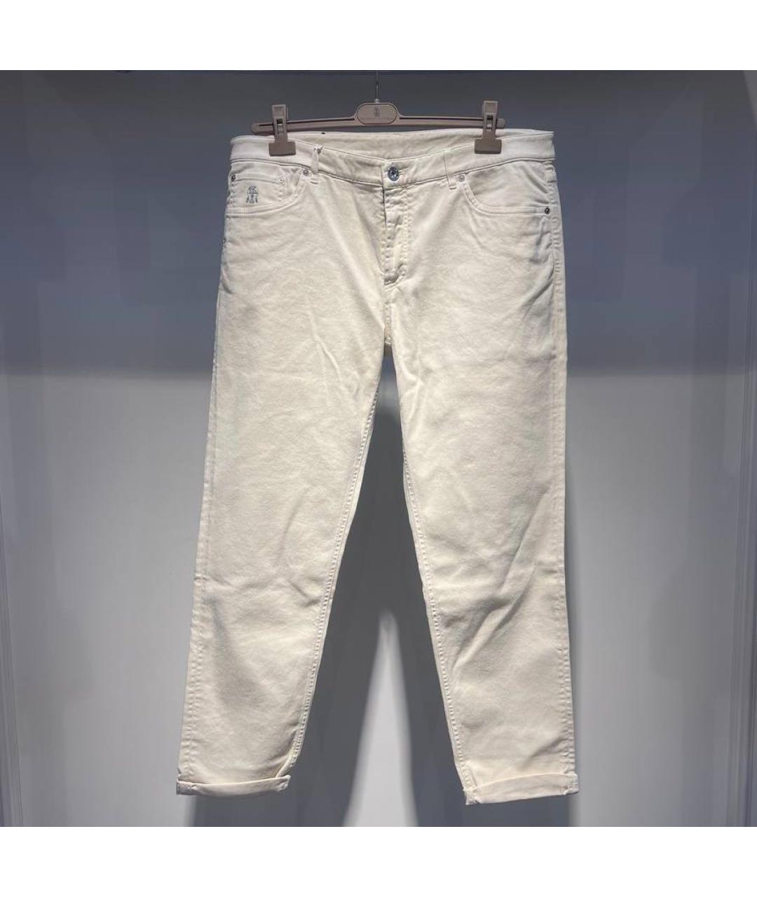 BRUNELLO CUCINELLI Бежевые хлопко-эластановые джинсы, фото 4