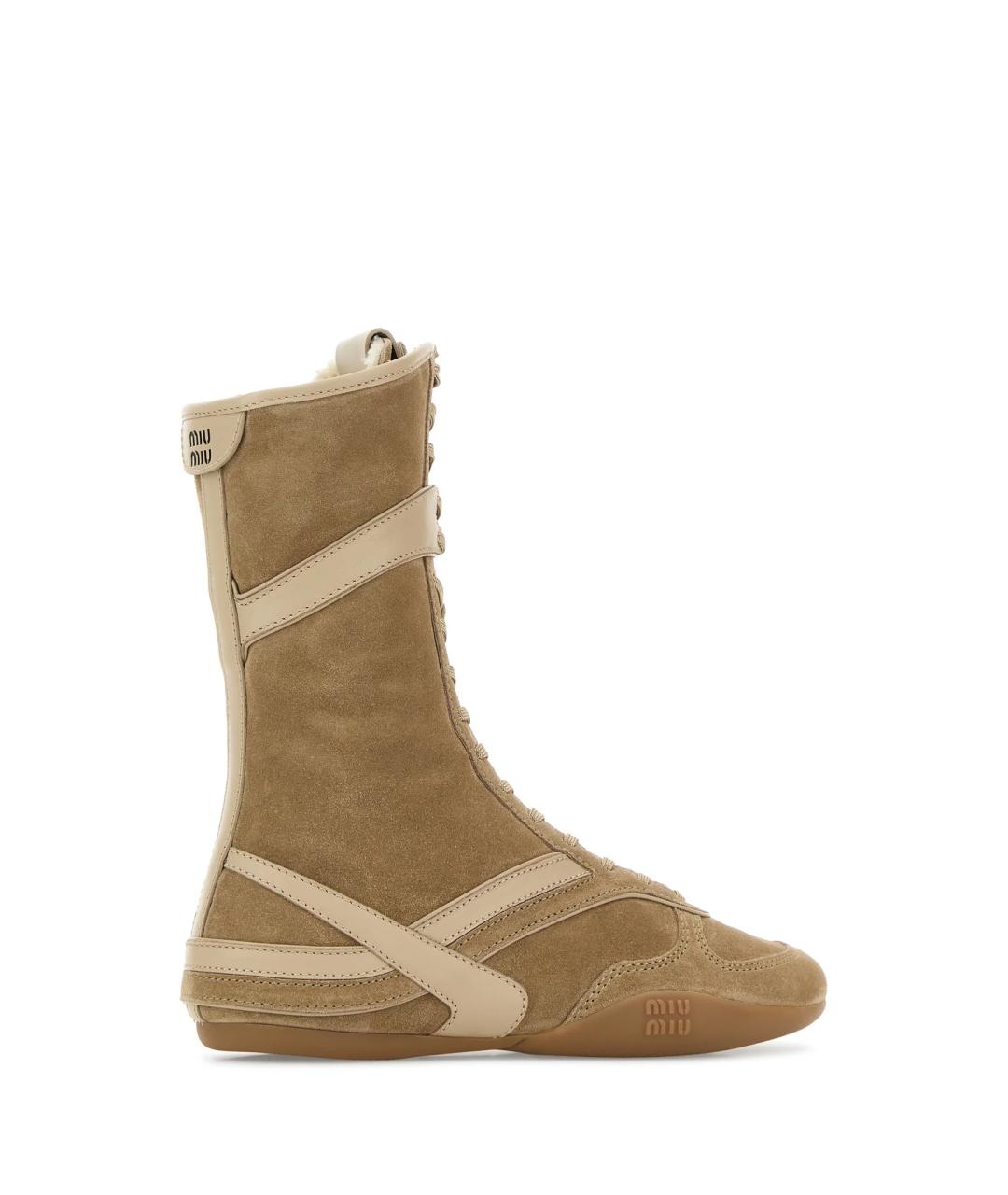 MIU MIU Бежевые замшевые кроссовки, фото 3