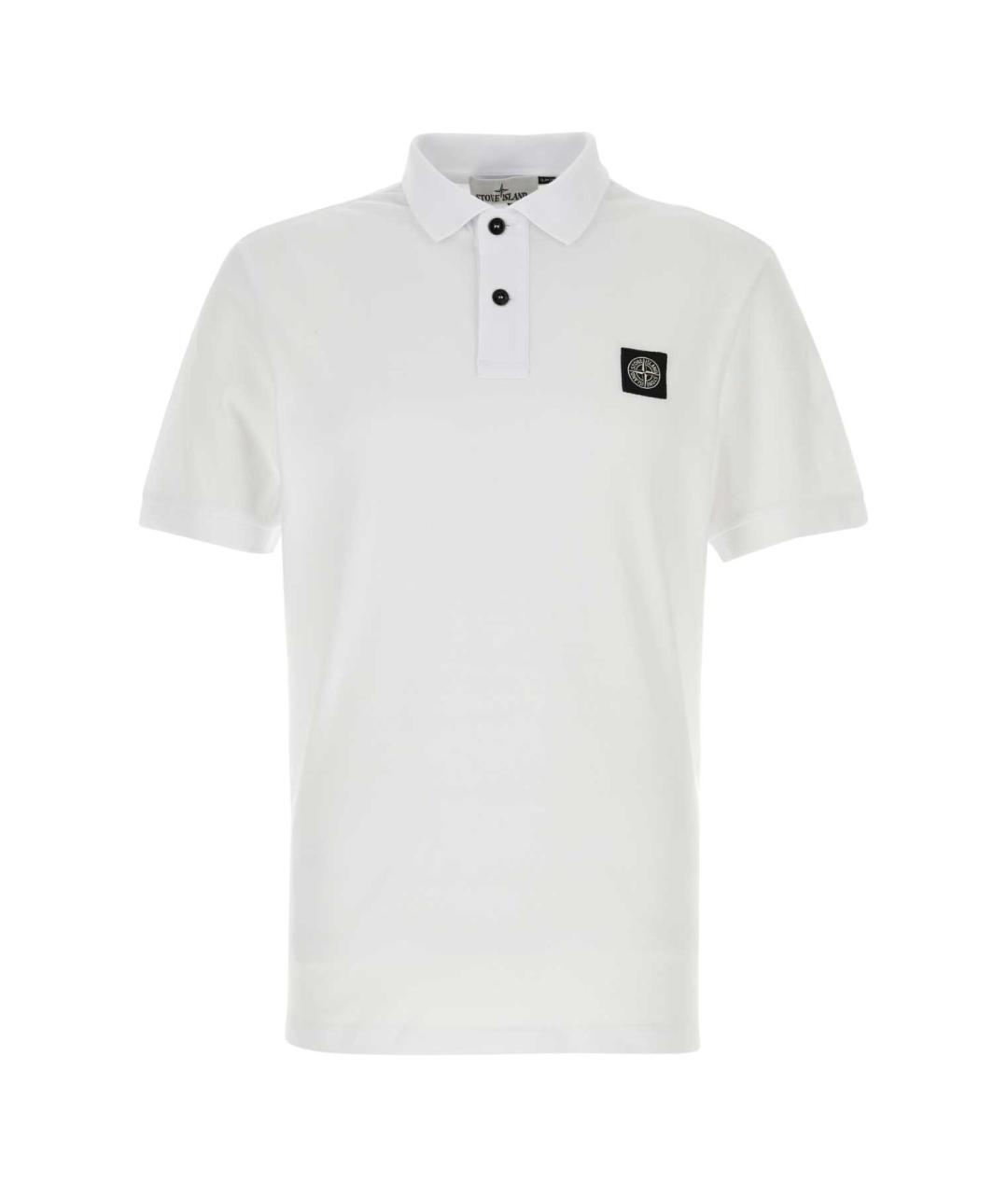STONE ISLAND Белое хлопковое поло с коротким рукавом, фото 1