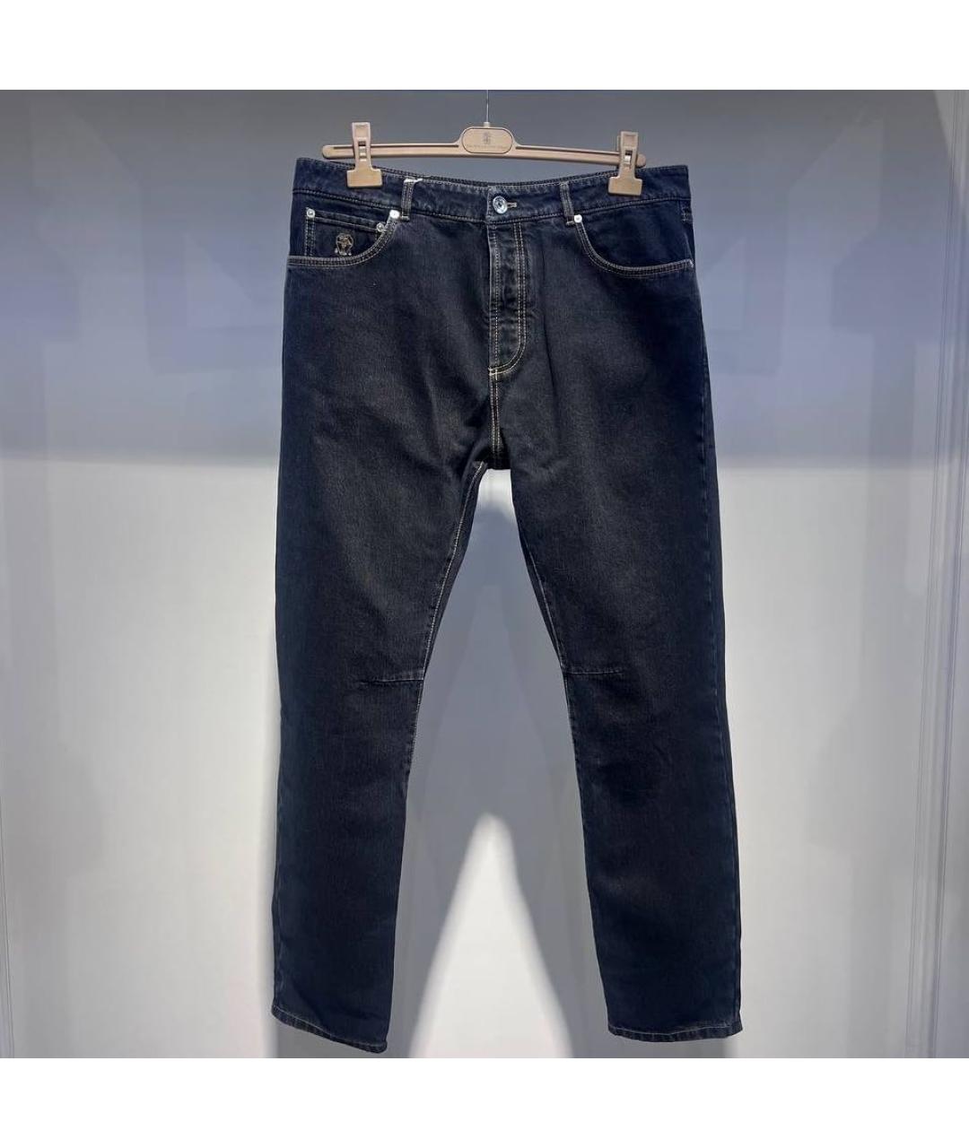 BRUNELLO CUCINELLI Антрацитовые хлопковые джинсы, фото 4