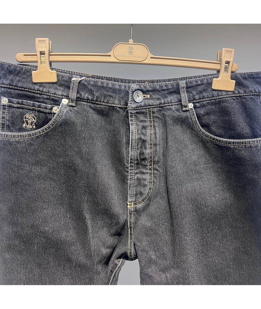 BRUNELLO CUCINELLI Антрацитовые хлопковые джинсы, фото 3